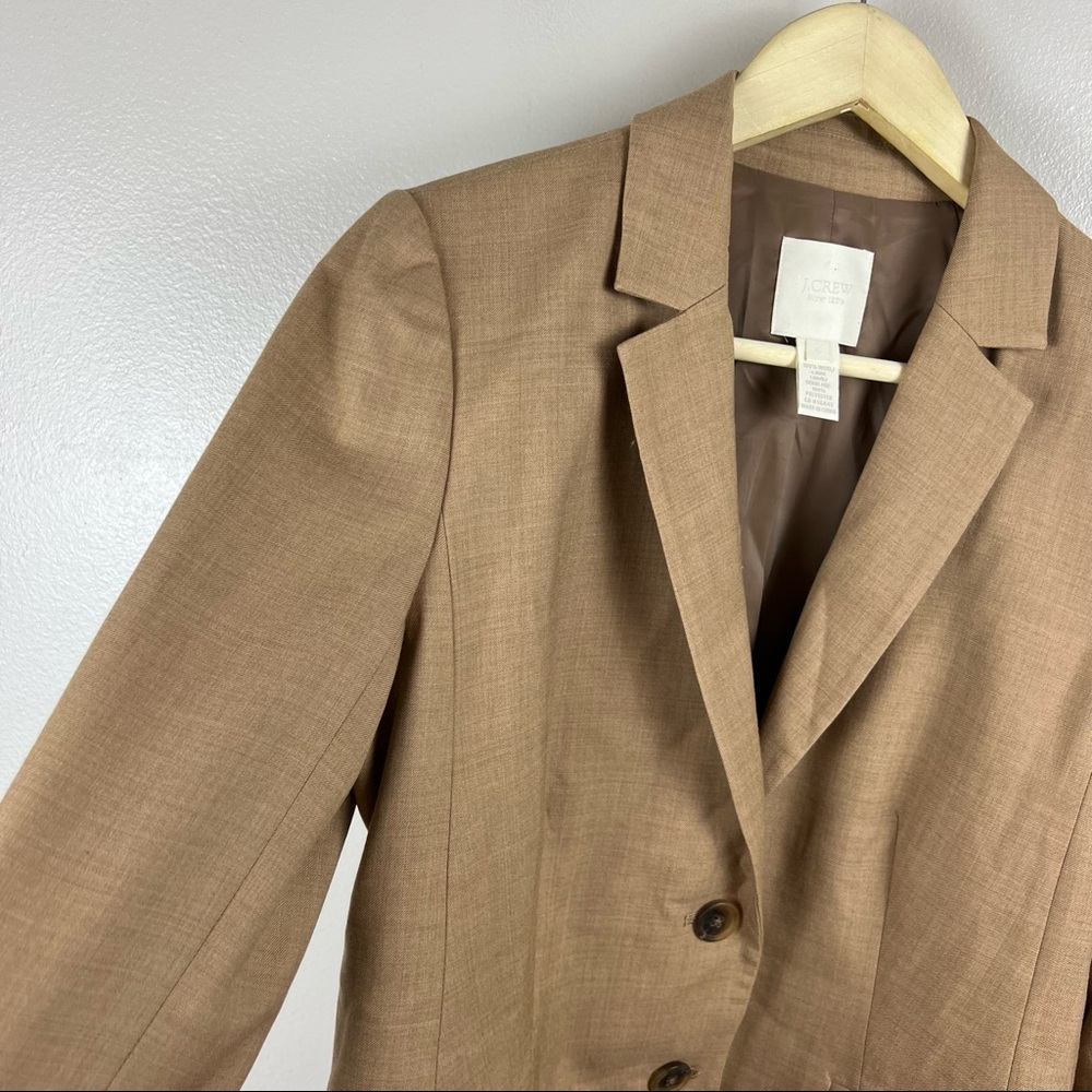 J. Crew 1035 Two-Button Blazer Jacket in Super 120s Wool Size 6 Tan Brown Career - Picture 6 of 8